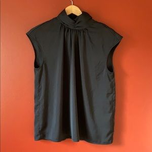 Black short sleeved turtleneck blouse